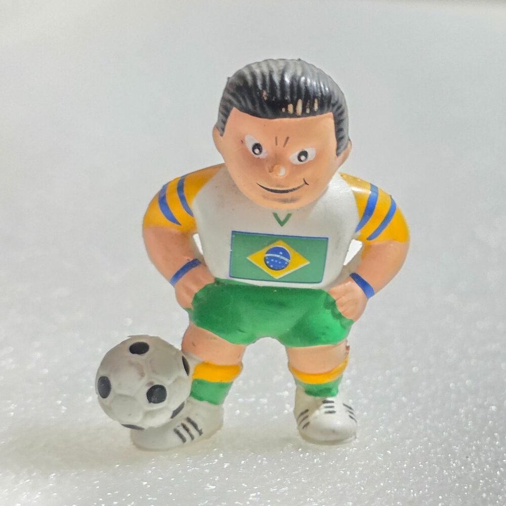 Lil' Sports Brat Futbol Soccer Player Brazilian flag PVC Figure Vintage 1988 2"‎
